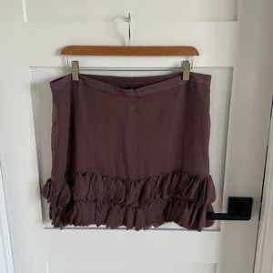 Banana Republic Monogram Silk Skirt with Delicate Ruffle   Detail at Hem NWT